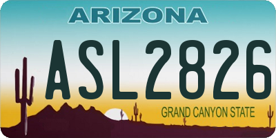 AZ license plate ASL2826
