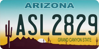AZ license plate ASL2829