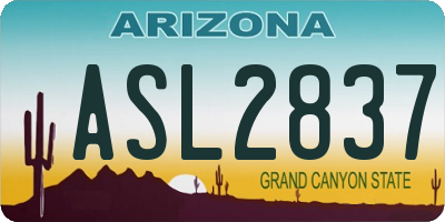 AZ license plate ASL2837