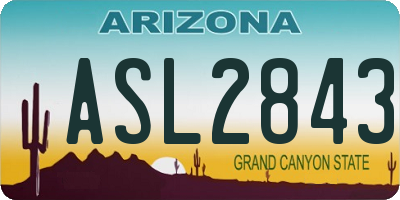 AZ license plate ASL2843