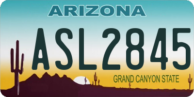 AZ license plate ASL2845