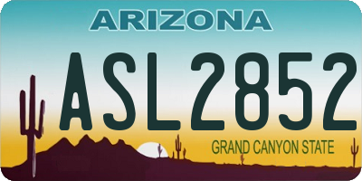 AZ license plate ASL2852