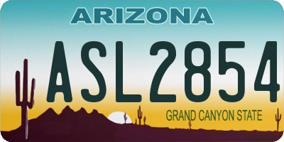 AZ license plate ASL2854
