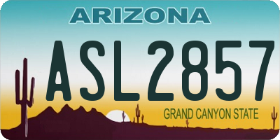 AZ license plate ASL2857