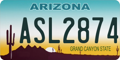 AZ license plate ASL2874