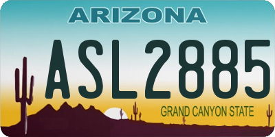 AZ license plate ASL2885