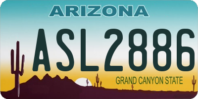 AZ license plate ASL2886
