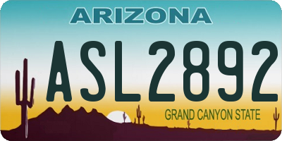 AZ license plate ASL2892