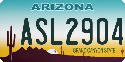 AZ license plate ASL2904