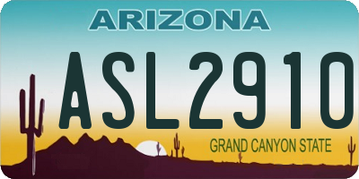 AZ license plate ASL2910
