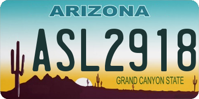 AZ license plate ASL2918