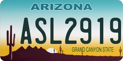 AZ license plate ASL2919