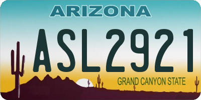 AZ license plate ASL2921