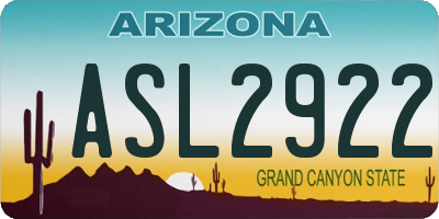 AZ license plate ASL2922
