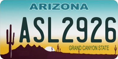 AZ license plate ASL2926