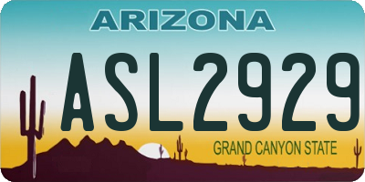 AZ license plate ASL2929