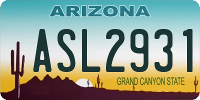 AZ license plate ASL2931