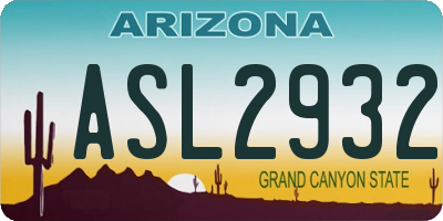 AZ license plate ASL2932
