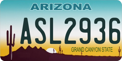 AZ license plate ASL2936
