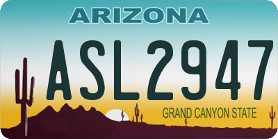 AZ license plate ASL2947