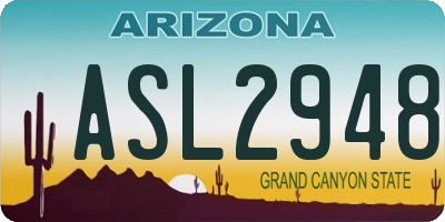 AZ license plate ASL2948