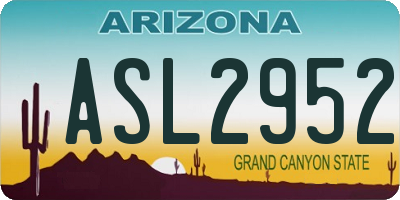 AZ license plate ASL2952