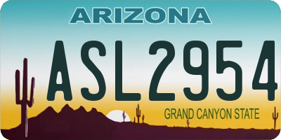 AZ license plate ASL2954
