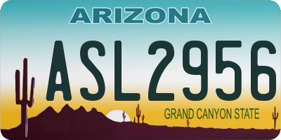 AZ license plate ASL2956