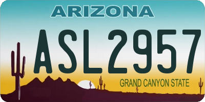 AZ license plate ASL2957