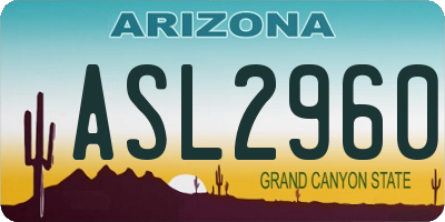 AZ license plate ASL2960