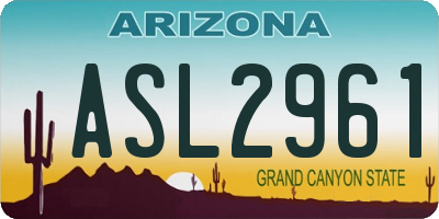 AZ license plate ASL2961