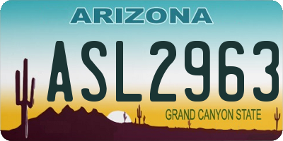 AZ license plate ASL2963