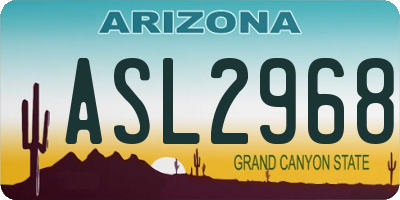 AZ license plate ASL2968
