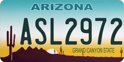 AZ license plate ASL2972