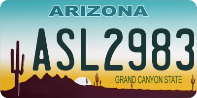 AZ license plate ASL2983