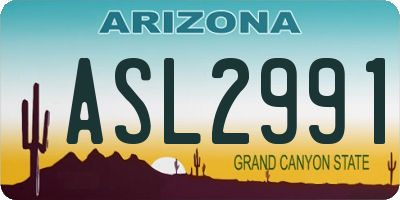 AZ license plate ASL2991