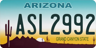 AZ license plate ASL2992