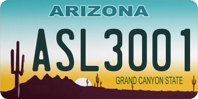 AZ license plate ASL3001