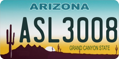 AZ license plate ASL3008