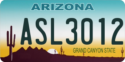 AZ license plate ASL3012