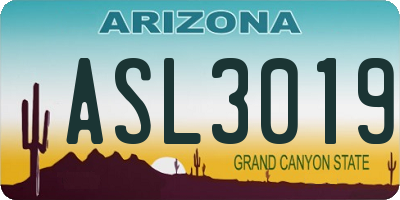 AZ license plate ASL3019