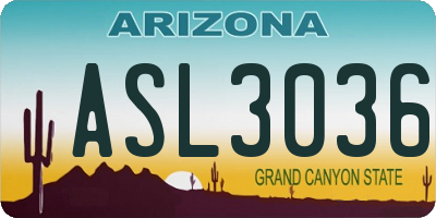 AZ license plate ASL3036