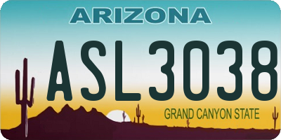 AZ license plate ASL3038