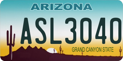 AZ license plate ASL3040