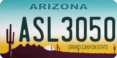 AZ license plate ASL3050
