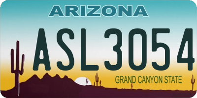 AZ license plate ASL3054