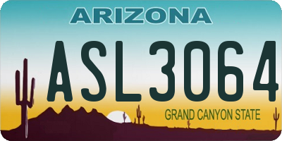 AZ license plate ASL3064