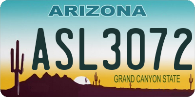 AZ license plate ASL3072