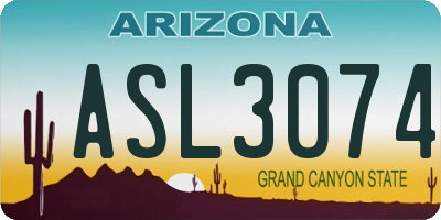 AZ license plate ASL3074