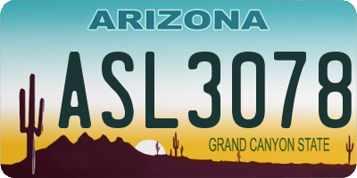AZ license plate ASL3078